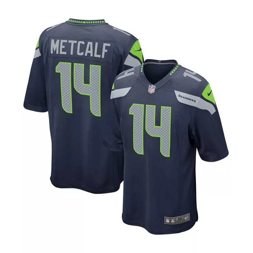 Nike DK Metcalf Seattle Seahawks #14 Men's XL On-Field Game Jersey Navy Blue NWT